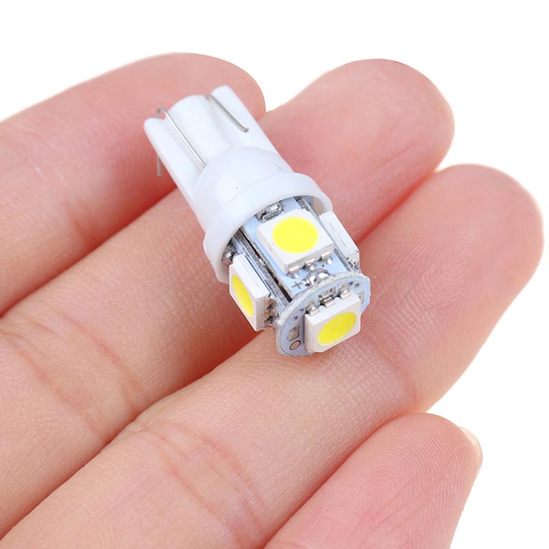 10Pcs White T10 Wedge 5-Smd 5050 5W5 Led License Plate Bulbs Indicator Light