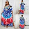 European-American Rayon Print Plus Size Beach Cover-Up Dress & Long Robe