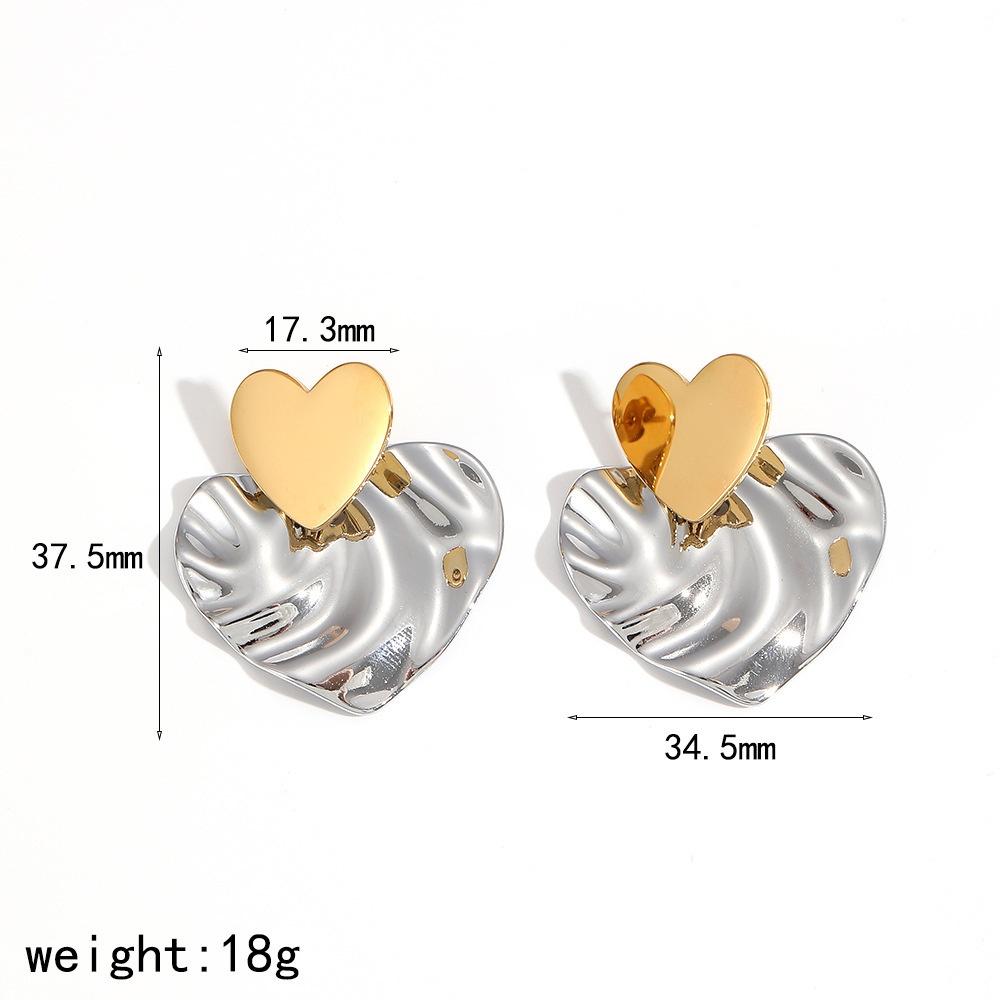 Simple Creative Fashion Geometric Texture Heart Pendant Earrings  Stainless Steel Shell Conch Shaped Earrings