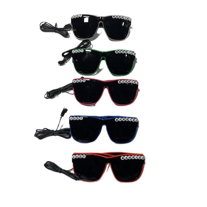 Wireless Led Just Married Glasses Wedding Bridal Shower Favors Glasses Set El Heart Shaped Sunglasses For Lovers Couple