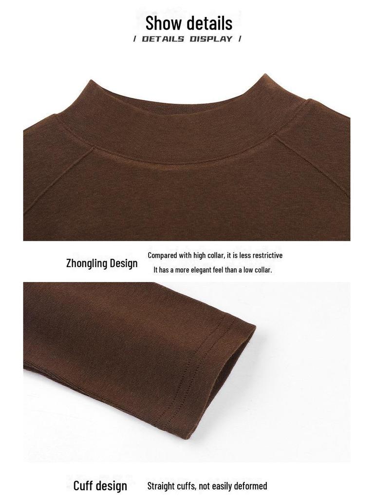 Women's Wool Blend Shirt with Half-High Collar & Long Sleeves - 2024 Autumn/Winter Style, Versatile for Layering