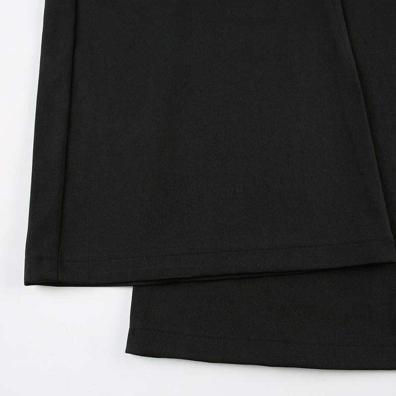 Europeiska & Amerikanska Minimalistiska Svarta Smickrande Lågmidjade Raka Ben Vardagsbyxor