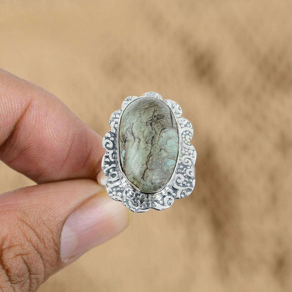 Muttertagsangebot Tibetischer Türkisstein Boho Versprechen Ehefrau Ring Sterlingsilber