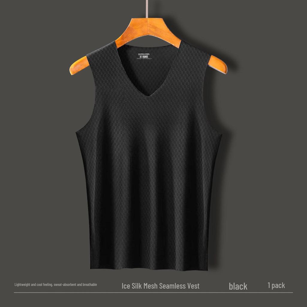 Men's Plaid Ice Silk Quick-Dry Sleeveless Sports Tank Top