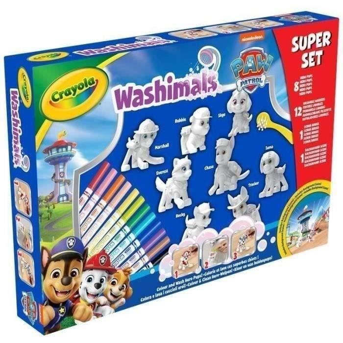 Washimals - Mes animaux à colorier - CRAYOLA - Super Set 8 animaux Pat'Patrouille - Dès 3 ans