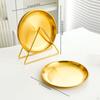 6x Dinner Plate Kitchen Metal Dish with Holder Storage Tray Round Camping Serving for