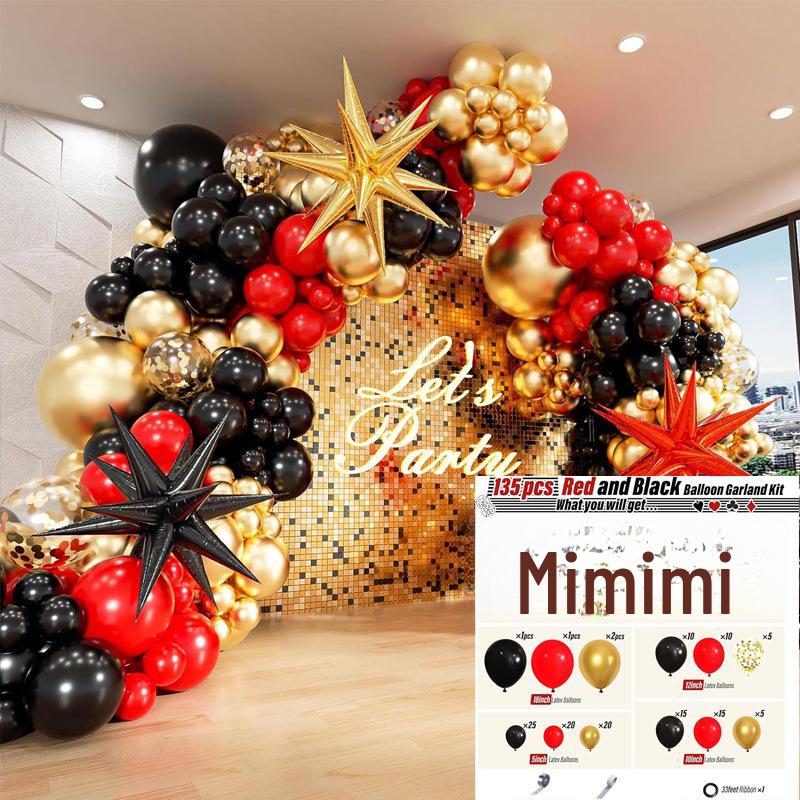 

Комплект для украшения арки из черных золотых шаров для выпускного и дня рождения