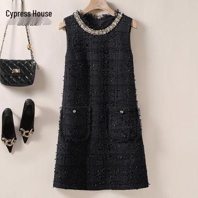 Sisiboshe Women's Beaded Round Neck A-Line Vest Dress