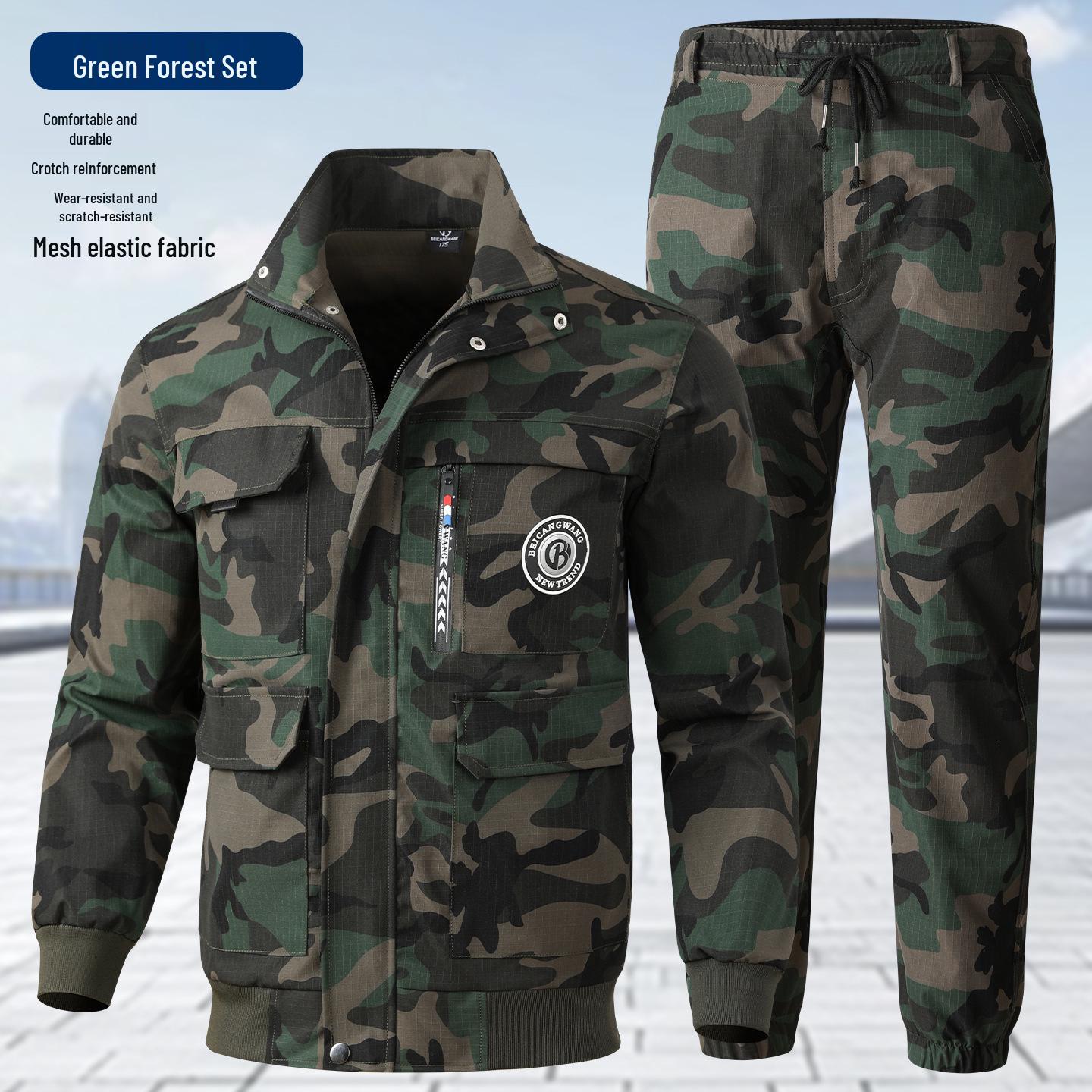 

Men s Camouflage Workwear Set - Anti-Scald, Wear-Resistant, Elastic Suit for Spring/Autumn, Ideal for Mechanics and Electric Welders 180 for 145-160 lbs