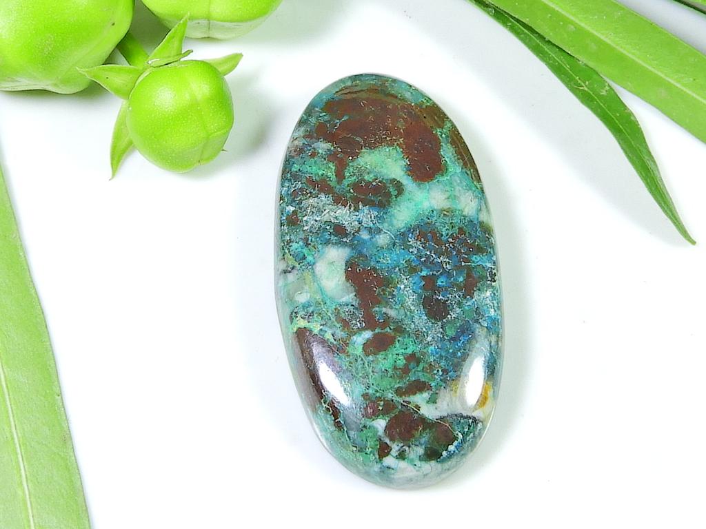 53Cts. Natural Chrysocolla Cabochon Loose Gemstone For Jewellery 20X39X06 MM SK-1042