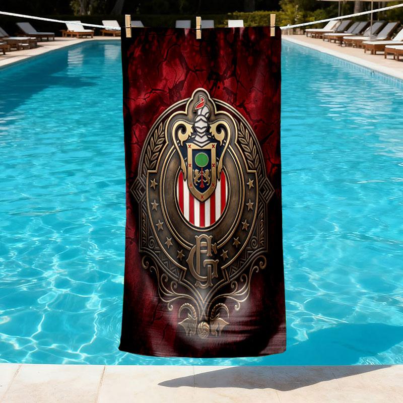 Club Deportivo Guadalajara Print Beach Towel Design, Soft, Lightweight. for Home Bathroom, Spa, Pool, Yoga, Surfing, Camping, Gift for Family, Friend