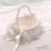 Silk Flower Girl Basket: Petite Wicker Lace Design for Weddings & Festivals