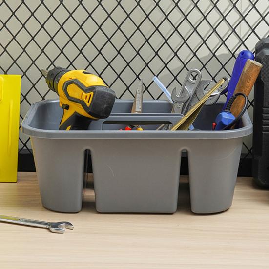 Storage Box, Large Capacity Cleaning Organizer, with Ergonomic Handle Multi-Compartment Design, for Bathroom Kitchen And Household Supplies