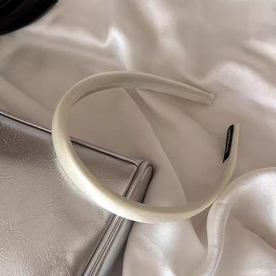 Vintage Solid Cream Color Hairband Satin Silk Hair Bands Headwear For Women Girls  Hair Hoops Headbands Hair Accessories