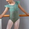 Ruffle Sleeve Ballet Leotard Girls Kids Gymnastics Bodysuit Ballerina Fairy Party Dancing Training Performance Dancewear