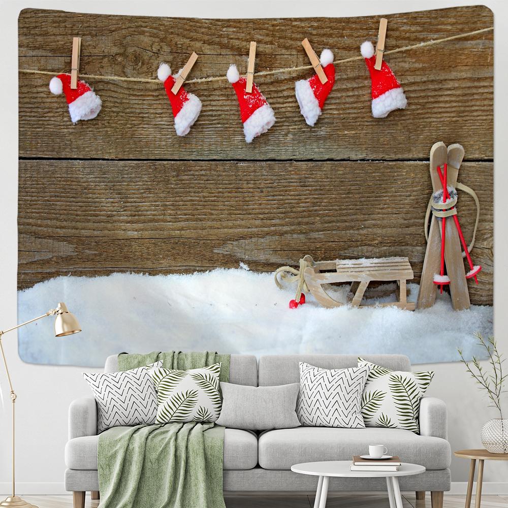 Home Decor Christmas Tapestry Gift Winter Night Print Hanging Fireplace Print Wall Decor Background Fabric tapeçaria de natal