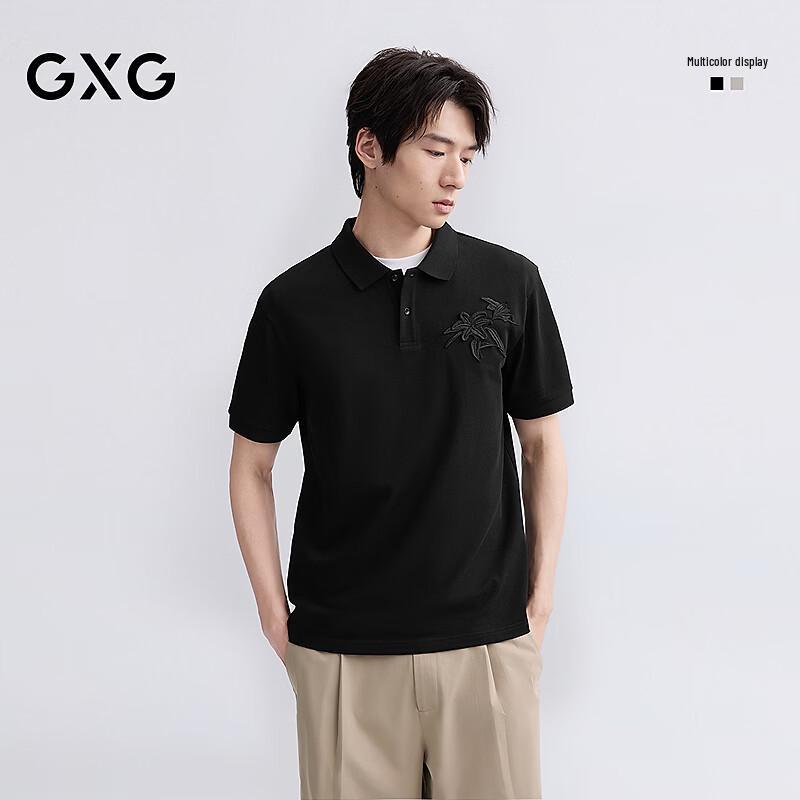 

GXG Men s 3D Floral Embroidered Polo Shirt M
