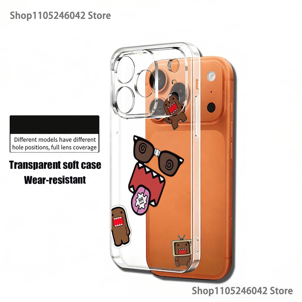 

Cute D-Domo kun Phone Case For iPhone 17,16,15,14,13,12,11 Pro,Max,Plus,X,XS,XR,SE4,E Mini Transparent Soft Cover iPhone16e