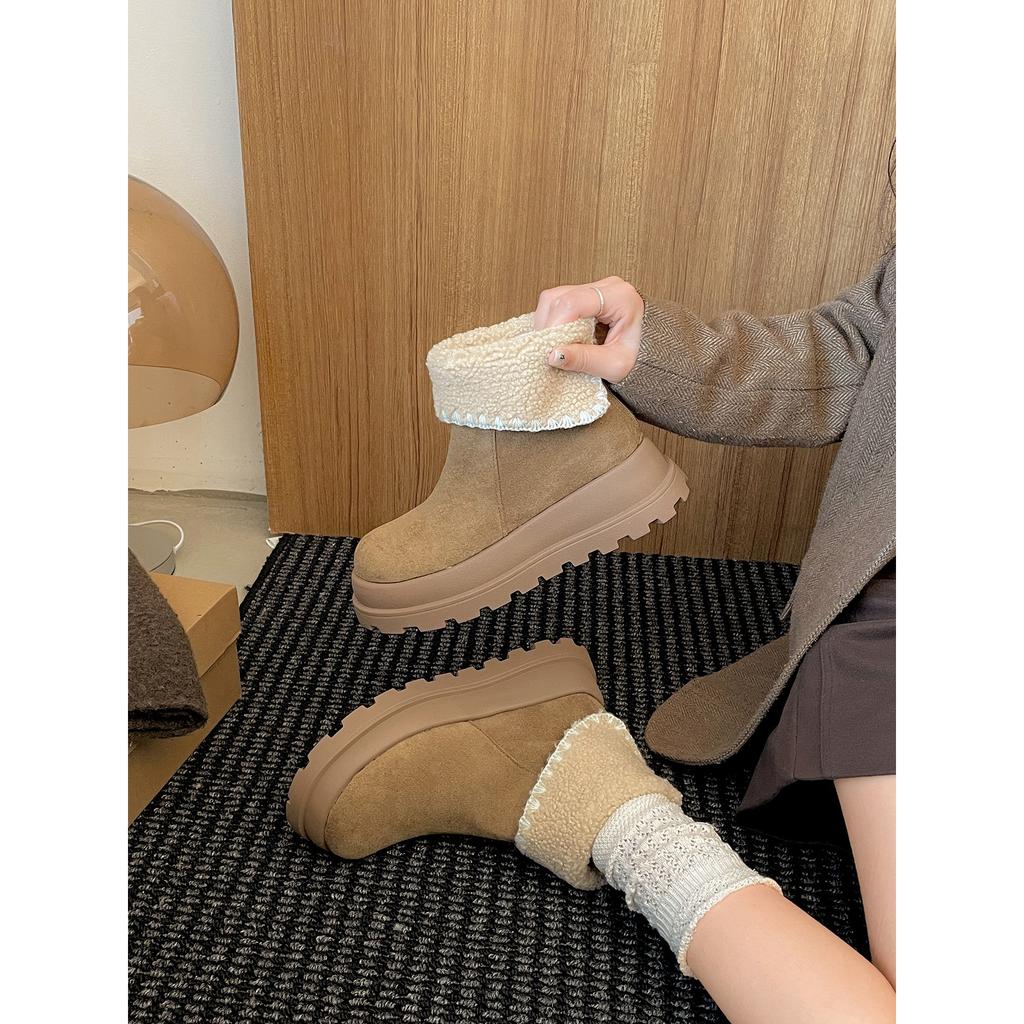 Fleece thickened non-slip thick-soled snow boots women's winter wear warm Birkenstock cotton shoes