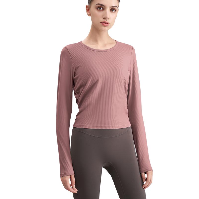 Women's Quick-Dry Long-Sleeve Slimming T-Shirt for Running, Yoga & Outdoor Activities.