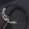 New Stainless Steel Leather Chain Lobster Clasp Bracelets Hand Men Bangles Jewelry 2021 BB1096