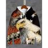 Spring Spirit, Men's 3D Eagle & American Flag Print Hoodie Casual Long Sleeve Drawstring Pocket Fashionable Pullover for Spring