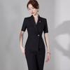 Women's 2023 Petite Summer Short Sleeve Black Suit Jacket - Professional Workwear Set