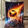 Flaming Soccer Ball Into Goal Theme blanket Lightweight Warm Flannel Blanket Decorative Throw Blanket for Home Decoration
