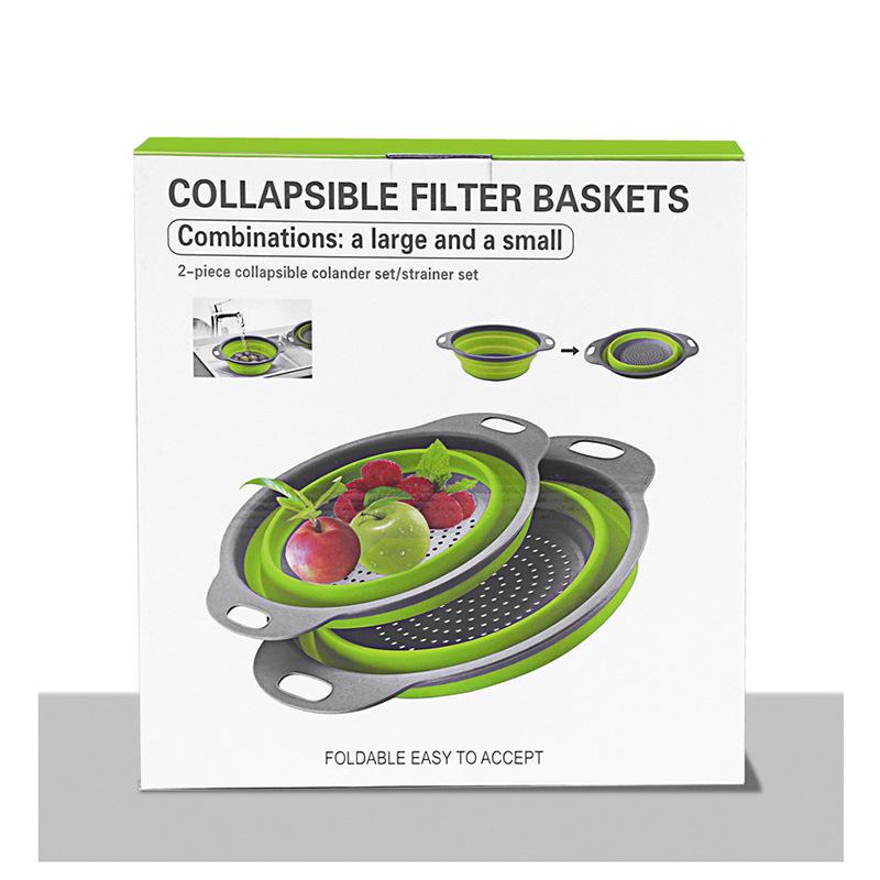 Collapsible 2-Piece Colander & Fruit Basket Set - Telescopic Draining and Vegetable Washer