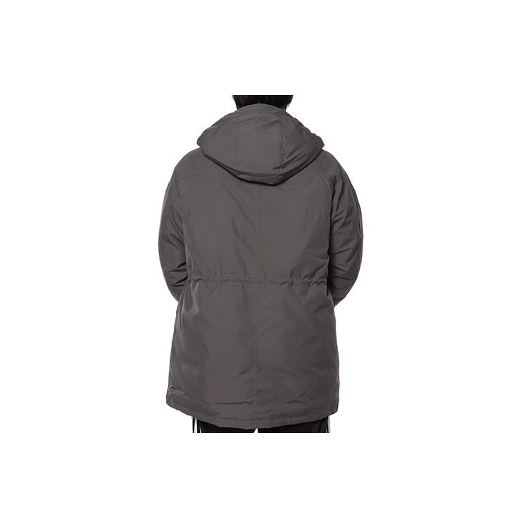 Adidas Solid Color Hooded Loose Mid-Length Down Jacket Men Outerwear Gray DM1940