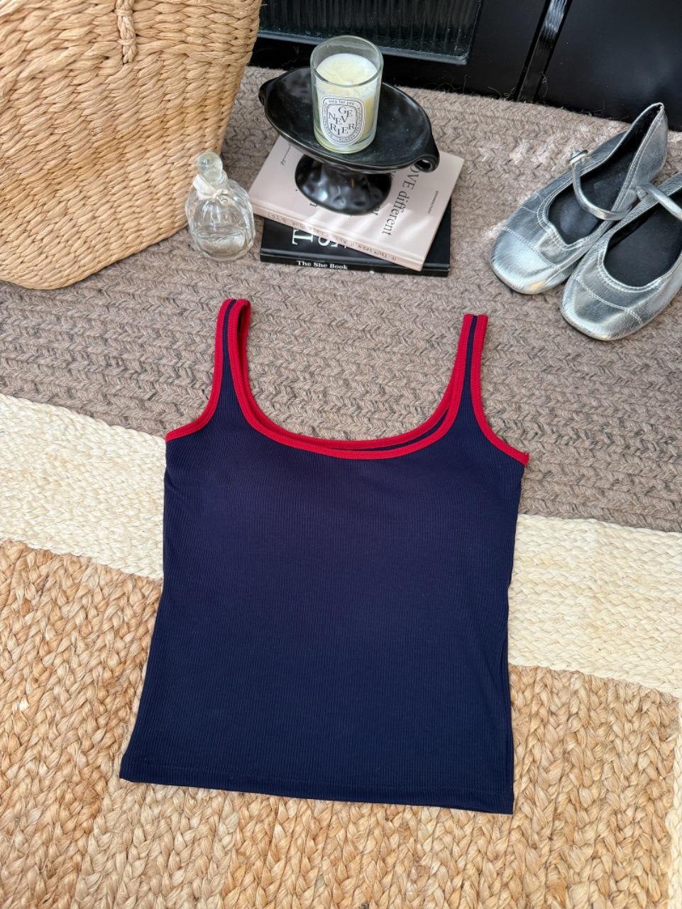 

Women s Slim Fit Square Neck Camisole with Integrated Chest Pads One Size (40-60 kg) темно-синий
