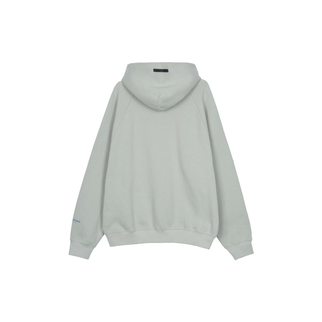 Fear of God Essentials Fleece Pullover Hoodie With Solid Color Logo Unisex Tops Green Concrete FOG-FW21-107