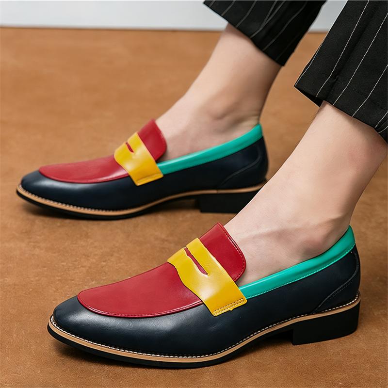 Scarpe Oxford Piatte a Punta Multicolore di Designer Britannico per Uomo Mocassini Penny Casual Scarpe Eleganti Sapatos Tenis Masculino