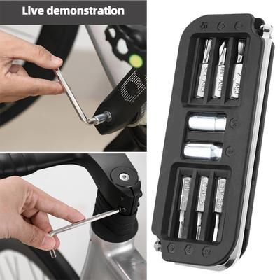 10 in 1 Fahrrad-Multitool Stahl Radfahren Kombinations-Wartungswerkzeug Multifunktionale Sechskantschlüssel-Bit-Stecknuss-Set Werkzeug