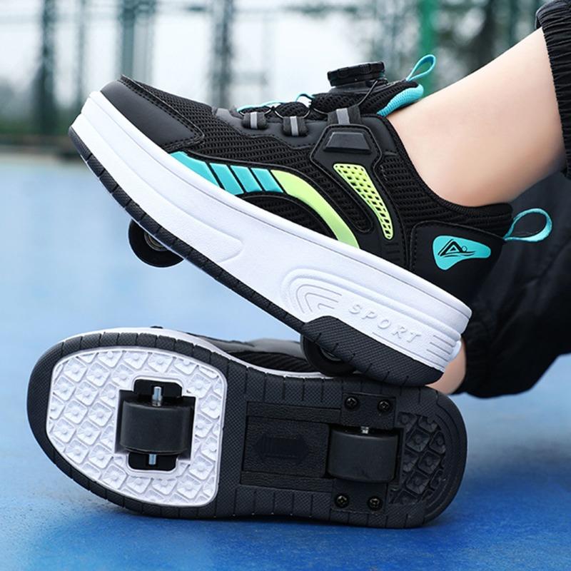 Boys /Youth Roller Skates Shoes Removable Flat Shoes Tow Wheels Girls Roller Skates Sneakers for Kids