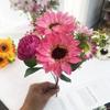 Multicolor Sunflower Artificial Flower Photo Props DIY Simulation Sunflower Green Leaves Desktop Ornament