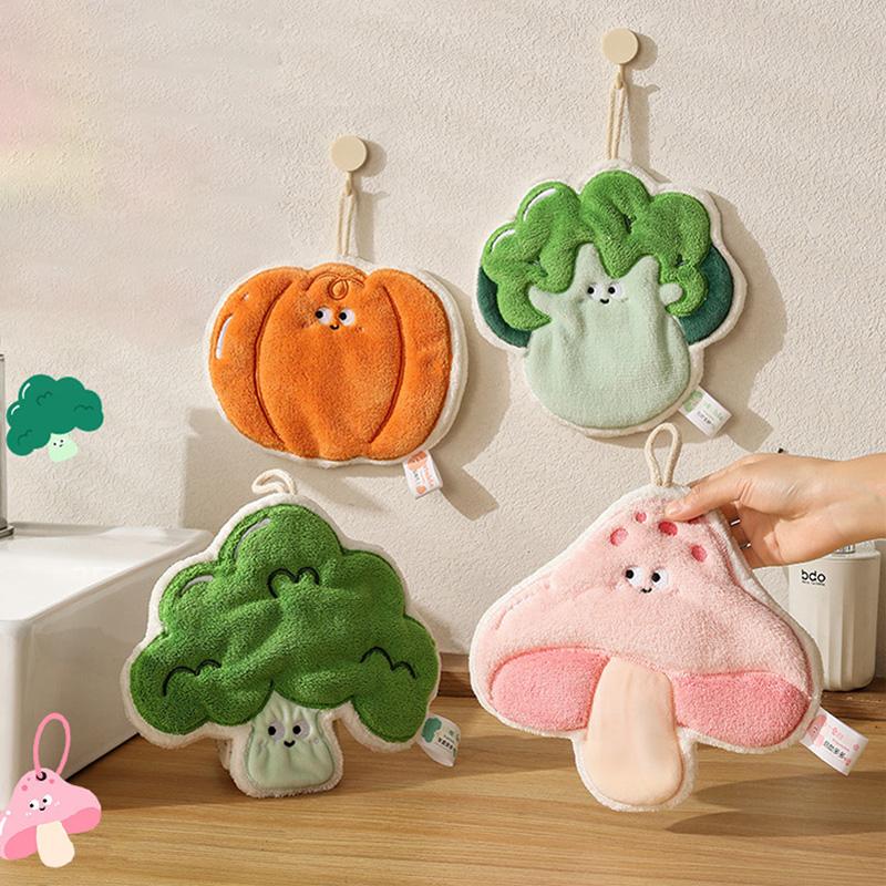 Cartoon Hand Towel Hanging Kitchen Hand Cloth Coral Fleece Bathroom Children Towel Super Absorbent Handkerchief Rag Quick Dry