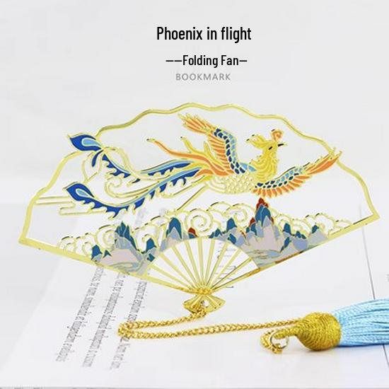 Ruihe Rose Gold Tassel Folding Fan Bookmark with Gift Box for Teachers