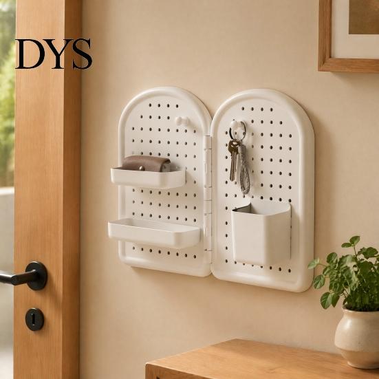 Wall Mounted Pegboard Organizer Perforated Board Storage Rack, Foldable Plastic Organizer, No Peg for Office Drilling Shelf Home Desk And Rack