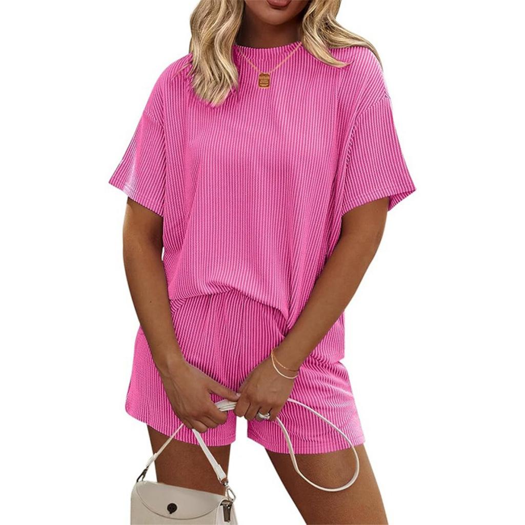 Nuevo Conjunto de Pijama Casual de Manga Corta para Mujer de Verano, Ropa de Estar en Casa, Atuendo Transfronterizo Estilo Europeo y Americano