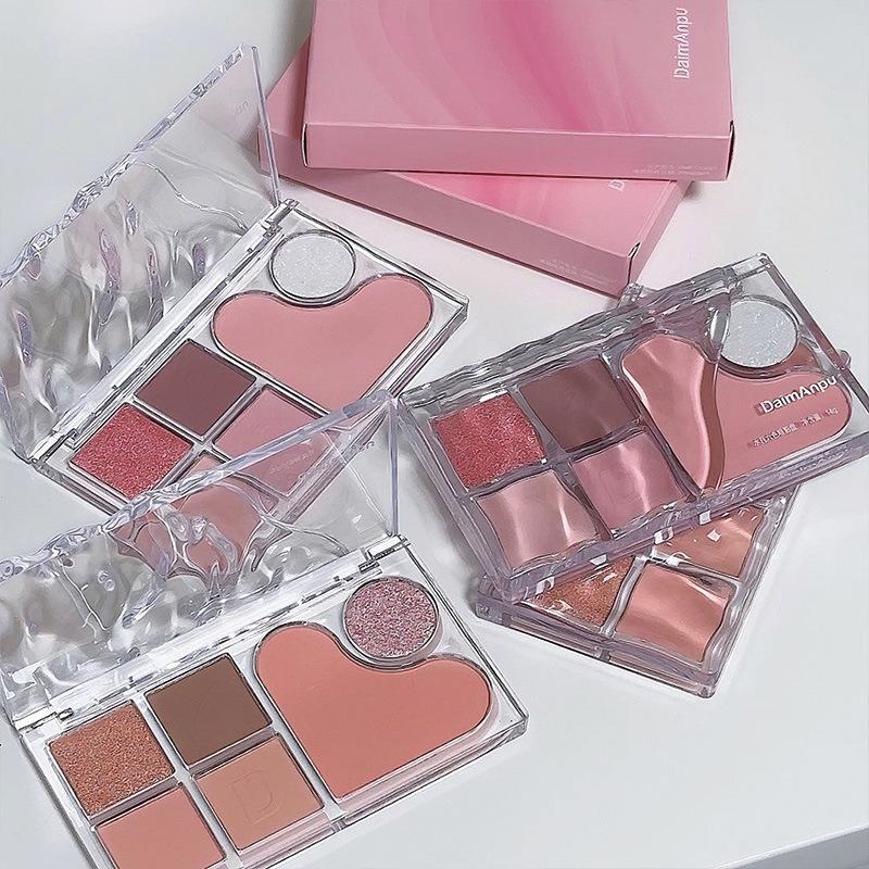 Six Colour Eyeshadow Palette Blush Highlight Highlighter Pearl Matte Fine Shimmer Eyeshadow Affordable Makeup