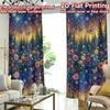 2D FLAT PRINTING 2pcs Curtains (Without Rod) Starry Night Garden Fashionable Chic Curtains Versatile Polyester Curtains weet