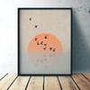 Sonnenuntergang Landschaft Nordisches Poster Wandkunst Drucke Sonne Vogel Leinwand Bild Gemälde für Wohnzimmer Innendekoration Ohne Rahmen