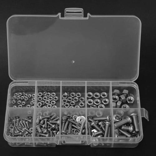 240-Piece Set of M2, M2.5, M3, M4, and M5 Pan Head Screws, Washers, and Nuts, Stainless Steel Cross Bolts, Nuts, and Gaskets, Socket Head Cap Screws a