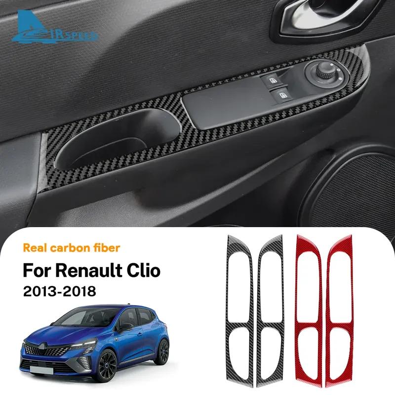 Real Soft Carbon Fiber Sticker For Renault Clio 3 2013 2014 2015 2016 2017 2018 LHD RHD Car Front Window Button Inner Outer Trim