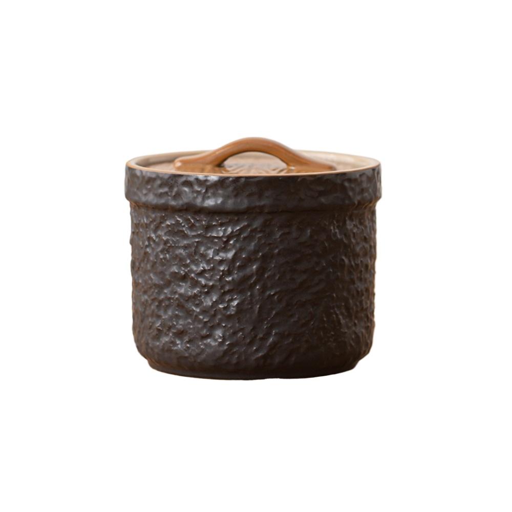 Ceramic Marble Stewed Pot Water-proof Stewed Pot with Cover Ceramic Steamed Egg Bowl Egg Soup Stewed Pot with Wood Grain Cover