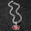 Iced Out San Francisco 49ers Charm Necklaces Bling Cuban Chain Hip Hop Men Women Alloy Gold Plated Rhinestone Pendant