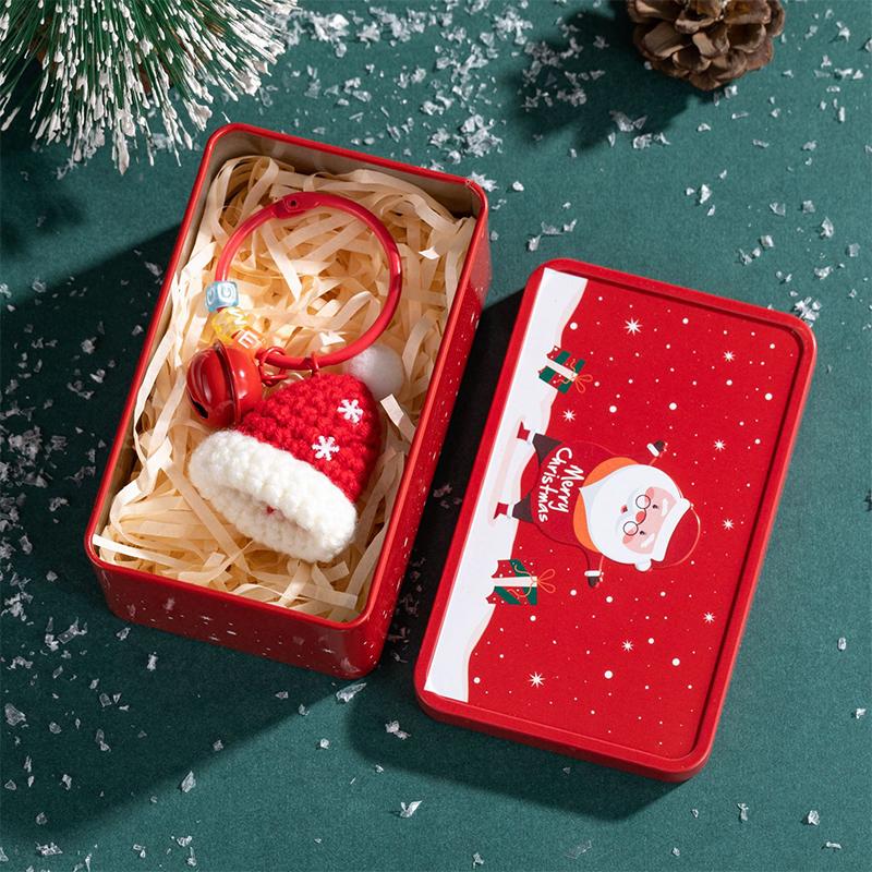 

Christmas Crocheted Pendant Creative Wreath Pendant Decorative Bag Ornament Christmas Decoration With Tin Box as the picture