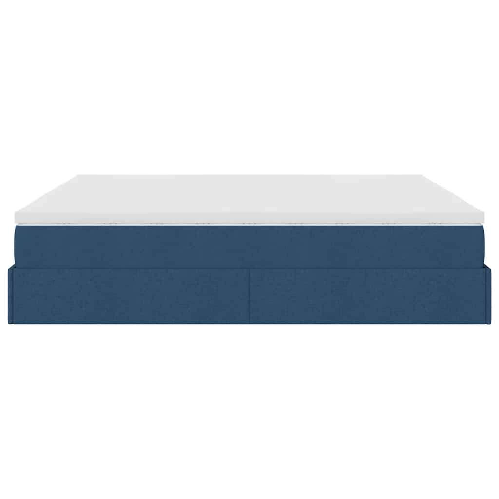 Ottoman Bed with Mattress Blue 180x200 Cm Fabric