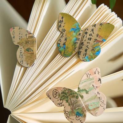 4 PZ/SET Segnalibri Magnetici Colorati a Forma di Farfalla Segnalibro Metallico Vintage Cinese Accessori per Libri per Studenti Regali per Insegnanti